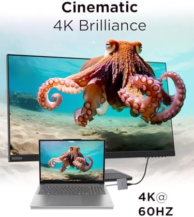 Lenovo USB-C 4 in 1 Travel Hub Block with Integrated Cable, 1x HDMI 4K @ 60Hz, 2X USB-A 3.2, 1x 3.5mm Combo, Luna Grey – Portable, Compact, High-Speed Connectivity Laptops PC Gaming Console Charging - Image 5
