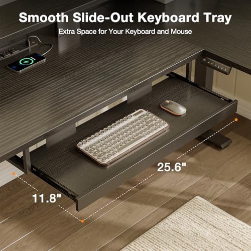 Casaottima 59" L Shaped Electric Standing Desk with Drawers, Black - Image 7