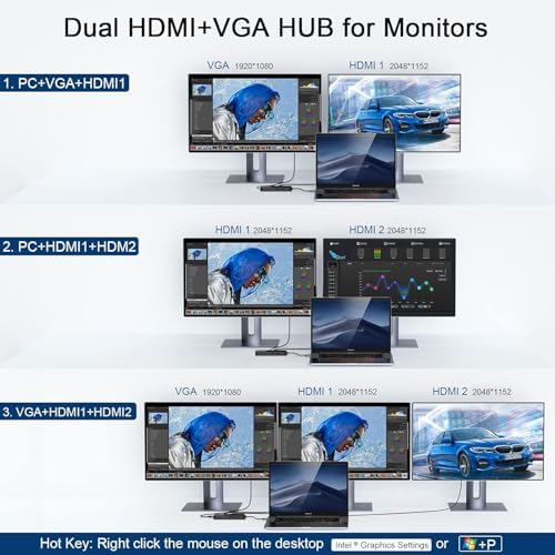 USB 3.0 Docking Station Dual Monitor,2*HDMI HUB Displaylink Dock for Laptop - Image 4
