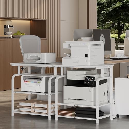 Unionly Large Rolling Printer Stand with Height Adjustable Shelf and Wheels - Image 5