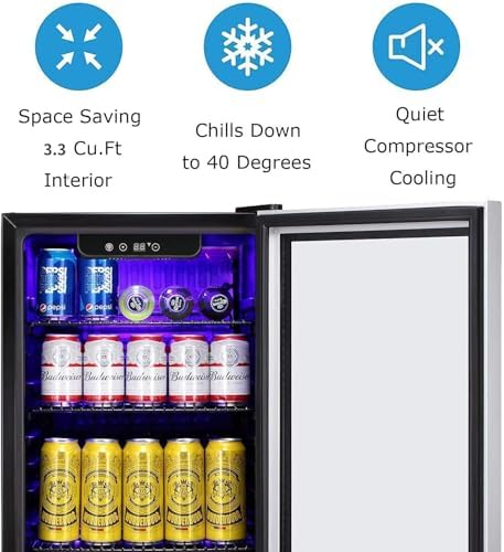 Antarctic Star Beverage Refrigerator -120 Can Mini Fridge for Soda Beer or Wine, Small Drink Dispenser, for Office or Bar with Adjustable Removable Shelves, Black, 3.3 Cu.Ft.… - Image 4