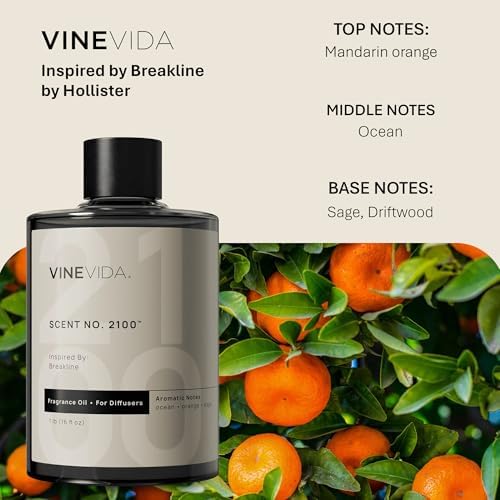 VINEVIDA [16 Fl Oz] Scent NO. 2100 Fragrance Oil for Cold Air Diffusers, Aromatic Notes of Ocean Orange Sage, Essential Oils for Diffuser Oil Refill & Air Freshener Room Spray - Image 2