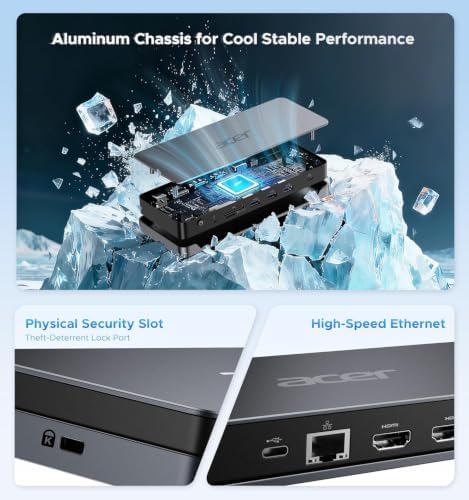 Acer 13-in-1 Laptop Docking Station, USB-C 3 Display Docking (2 HDMI+1 DP) - Image 6