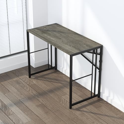 Lutown-Teen 35 inch Narrow Folding Desk, Black Oak - Image 6