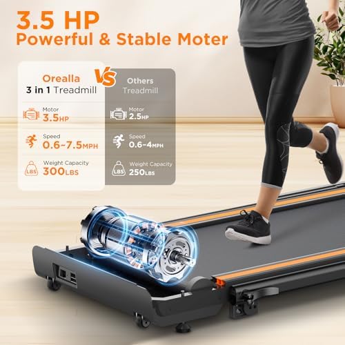 Walking Pad with 12% Incline, Under Desk Walking Pad Treadmill with Handle Bar & Removable Desk Workstation, 3 in 1 3.5HP Foldable Treadmill 300lbs Capacity for Home Office with Remote Control - Image 3