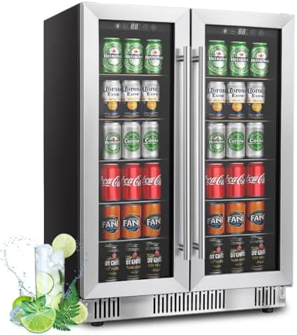 Erivess 24" Wine & Beverage Refrigerator Cooler, Dual Zone Glass Front Door by Erivess