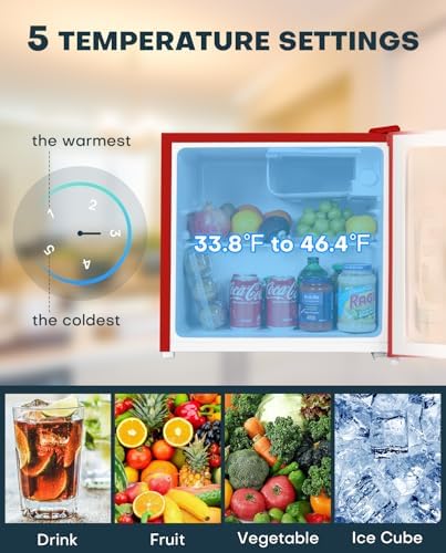 Upstreman 1.7 Cu.ft Mini Fridge with Freezer, Red-FR17 - Image 3