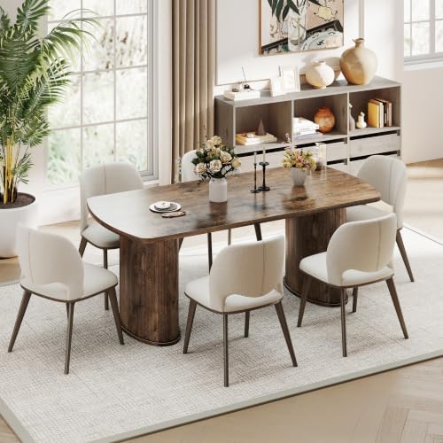 NSdirect Large Office Desk, 63" Oval Computer Desk for Home Office, Multi Purpose Executive Work Table, Farmhouse Writing Desk for Living Room (Walnut) - Image 5