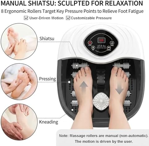 Foot Spa Bath Massager with Heat, Red Light & Oxygen Bubbles, Shiatsu Rollers Epsom Salt Temperature Control, Relieves Stress and Feet Pain - Home Pedicure Soaking Tub Gift for Women/Men - Image 6
