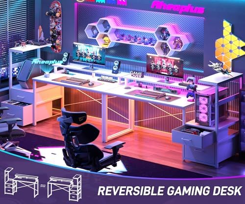 Aheaplus 59" Gaming Desk with RGB LED & Power Outlet &PC Case/Printer Stand - Image 7