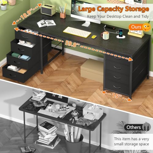 60 Inch Computer Desk with 8 Drawers for Home Office, Bedroom, Living Room - Image 5
