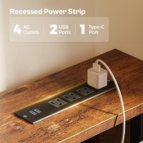 Huuger 63 inch Computer Desk with Power Outlets & 4 Drawers - Image 4