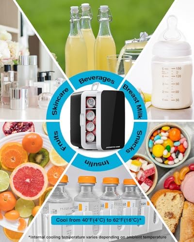 Antarctic Star Compact Mini Fridge, 10L Portable Small Refrigerator, 2.6 Gal Desktop Fridge with AC/DC Adapters, Small Cosmetics Cooler for Beverage, Food, Makeup, Bedroom, Office, Dorm, Black - Image 5