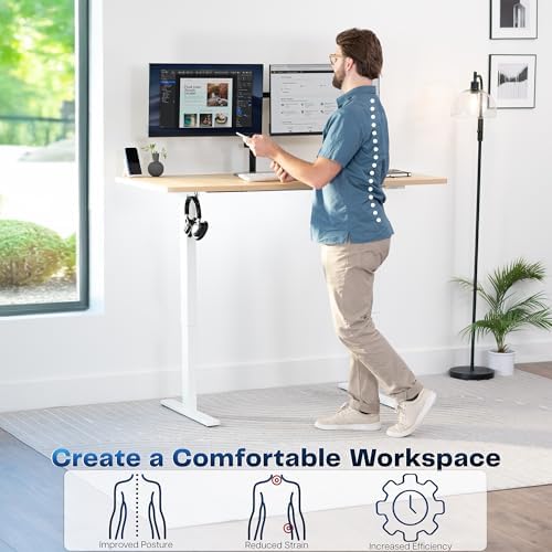VIVO Light Wood 60 x 30 in Standing Desk, DESK-KIT-1W6C-30 - Image 4