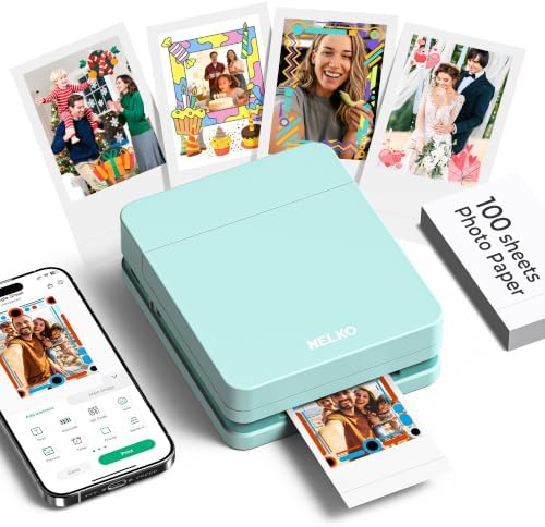 Nelko PP01 Photo Printer, 2x3 Portable Mini Printer with 100 Sheets, Green by NELKO