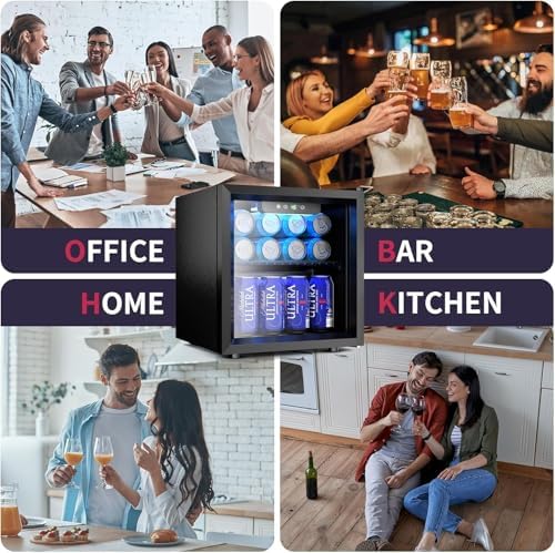 Icyglee 48 Can Mini Fridge, 1.3 Cu.Ft Beverage Refrigerator Cooler, Black - Image 7