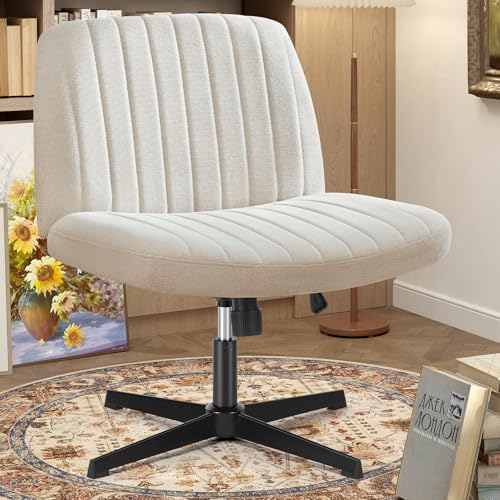 DUMOS Criss Cross Chair, Cross Legged Vanity Chair No Wheels, Home Office by DumosLifestyle