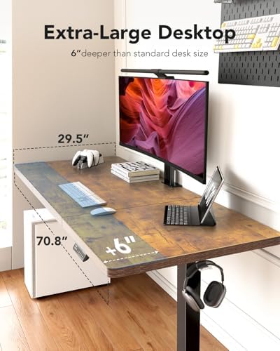 HUANUO 71 x 30 Inch Large Electric Standing Desk, Brushless Motor, Vintage - Image 4