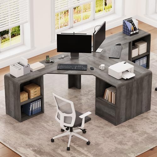 59'' Reversible L-Shaped Computer Desk, Grey - Image 7