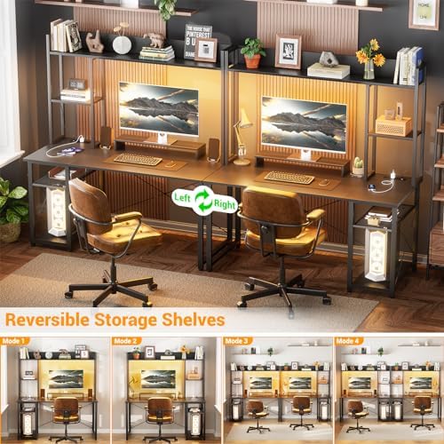 Cyclysio 47'' Gaming Desk with Hutch and Reversible Storage Shelves, Black - Image 5