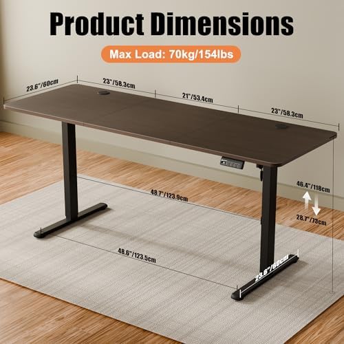 67"x24" Standing Desk, Height Adjustable Sit-Stand Home Office, Walnut - Image 3
