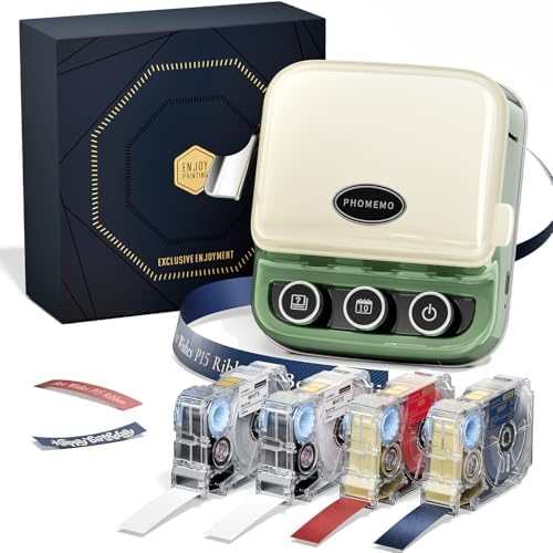 Phomemo P15 Ribbon Printer, Custom Text/Icon Mini Bluetooth Portable Label Maker Machine with 4 Tapes for Gift Wrap, Decorations, Cloth Tags, DIY Crafts, Wedding Bouquets, Party Favors by Phomemo