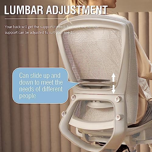 ELABEST Mesh Office Chair,Ergonomic Computer Desk Chair,Sturdy Task Chair- Adjustable Lumbar Support & Armrests,Tilt Function,Comfort Wide Seat,Swivel Home Office Chair (Grey Frame Grey Mesh) - Image 7