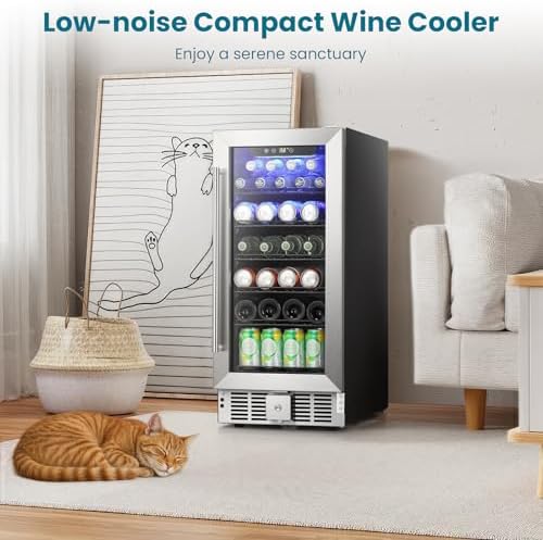 Antarctic Star 115 Can Beverage Refrigerator Cooler, 2.9 Cu.Ft Mini Fridge with Safety Lock, Beverage Cooler with Glass Door/LED Light/Adjustable Removable Shelves for Home/Office/Bar(Stainless Steel) - Image 4