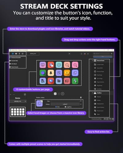 Stream Controller Deck with 15 Scissor Keys,Streamers Macro Keyboard - Image 6