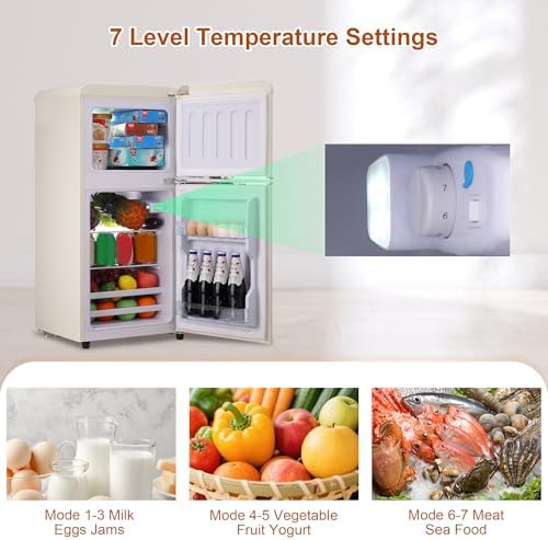 Retro Mini Fridge with Freezer 3.5 Cu. Ft, Small Refrigerator Dual Door - Image 4