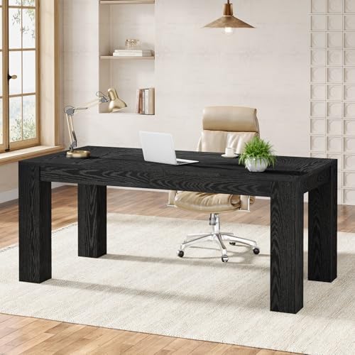 Tribesigns 63-Inch Executive Desk, Large Office Computer Desk, Simple Workstation Writing Table Study Table for Home Office, Black by Tribesigns