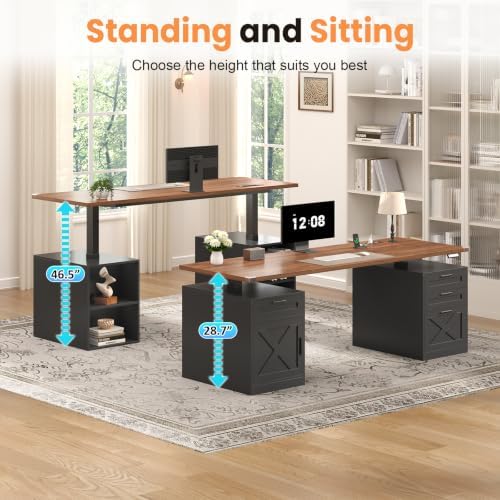 YOMILUVE 60" Farmhouse Electric Standing Desk with Drawers for Home Office - Image 4