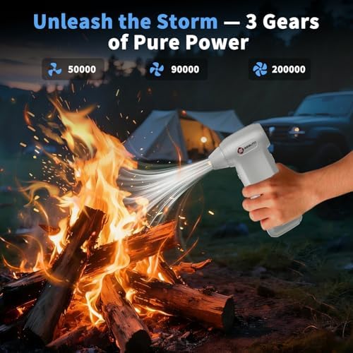 Electric Air Duster 200000RPM Brushless Motor, Cordless Compressed Air Blower with 4 Nozzles & 2 Brushes, 85m/s Powerful Rechargeable Cleaner for PC, Car, Keyboard & Electronics (Frost Silver) - Image 3