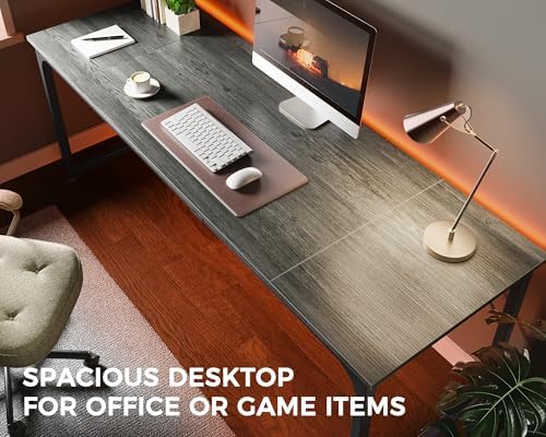 Huuger Computer Desk, 80 Inch Office Desk, Gaming Desk with Storage, Writing Desk Work Desk for Home Office, Study, Long Simple Desk, Large Legroom, Metal Frame, Grey - Image 5