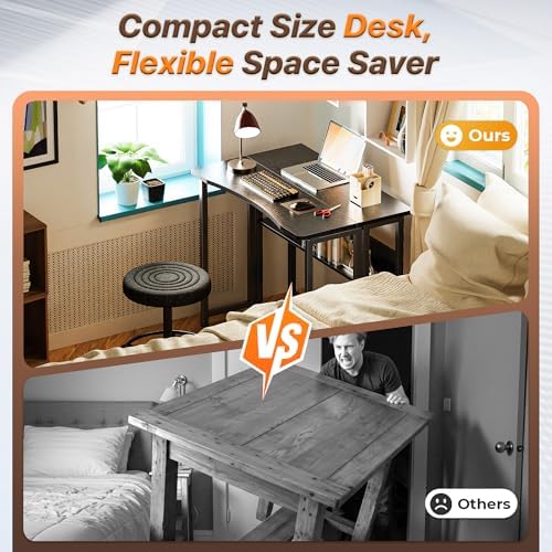 Huuger Folding Desk with Storage Shelf, 31.5 Inch Foldable Computer Table - Image 3