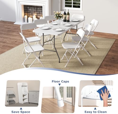 50 Pack White Folding Chairs for School Events Wedding Party Picnic - Image 7