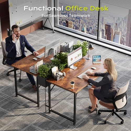 PRAISUN 40 Inch Computer Desk, Office Desk, Spacious Desktop, Rustic Brown - Image 7