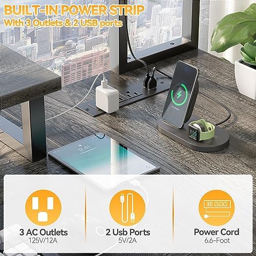 Aheaplus Small L Shaped Desk Gaming Desk with LED Lights & Power Outlets - Image 4