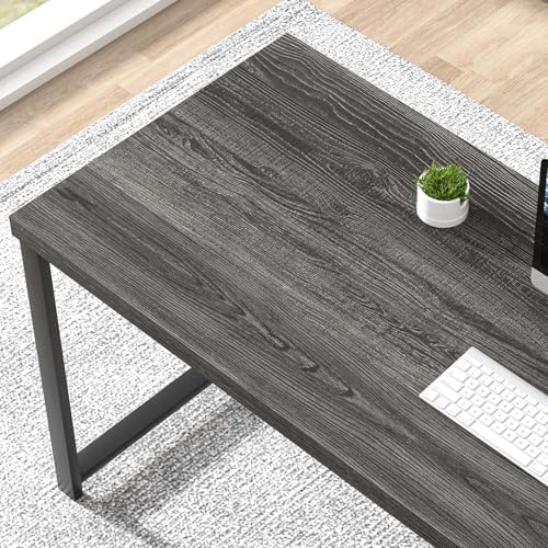 FOLUBAN 47 Inch Computer Desk with Storage Shelves, Modern Home Office Desk, Small Study Writing Desk Gaming Table Workstation for Bedroom Living Room, Industrial Dark Gray - Image 4