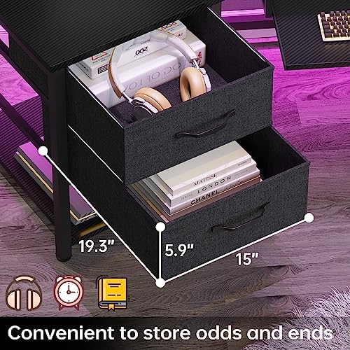 SEDETA 79" Gaming Desk with Fabric Drawers Storage, LED Light & Power Strip - Image 5