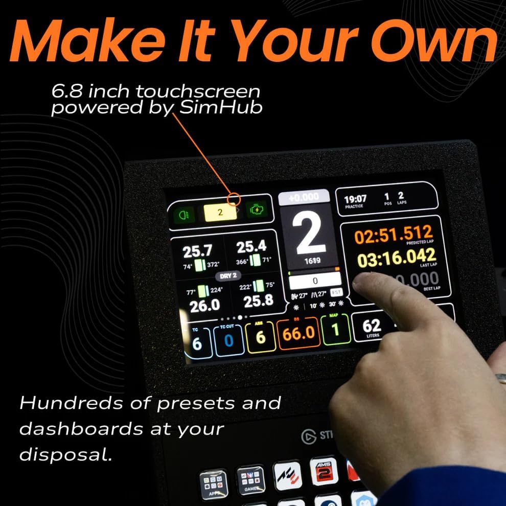 SimSport Gadget 6.8 Inch Touchscreen Triple Mount Console for Stream Deck XL and Plus Sim Rig Aluminum Profile - Image 4