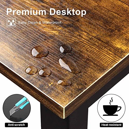 Aquzee Computer Desk with Hutch, 55 Inch Desk with Shelves - Image 5