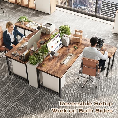 Huuger 55 Inch L Shaped Desk with Power Outlets & 0.95 Inch Thicker Desktop - Image 2
