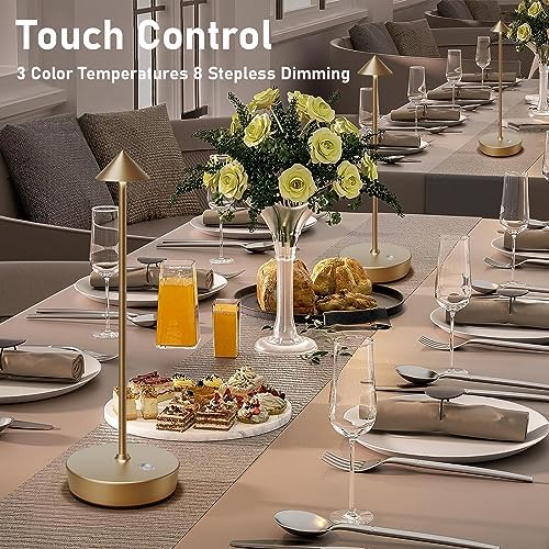 Set of 2 Cordless Rechargeable Led Table Lamp Battery Operated Light Bronze - Image 5