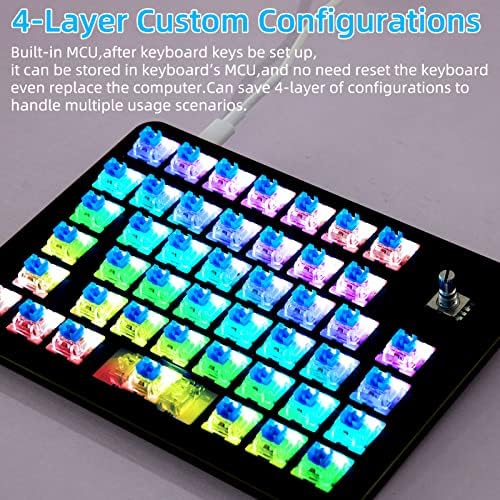 Koolertron One Handed Mechanical Gaming Keyboard, 45-Key Fully Programmable - Image 2