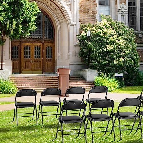 VINGLI 2 Pack Folding Chairs with Padded Seats, Metal Frame with Pu Leather Seat & Back, Capacity 350 lbs, Set of 2, Black - Image 5