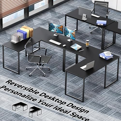 SHW Mission 48 x 48 L-Shape Home Office Computer Desk, Black - Image 2