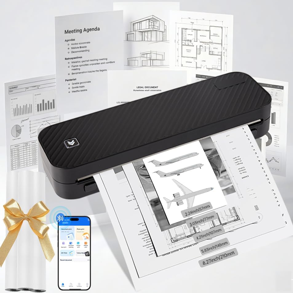 Portable printer bluetooth Inkless thermal for Phone & Laptop and Tablet by Unknown