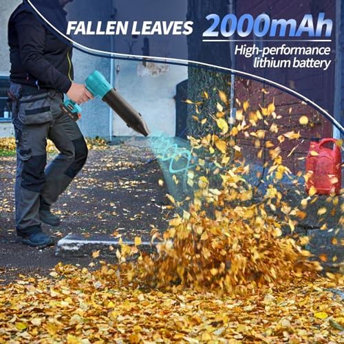 Leaf Blower Cordless, Handheld Jet Dry Blower Fan Portable Dust Cleaner with 2 Pcs 2.0Ah Batteries and Charger,3 Blowing Nozzles,Violent Turbo Blower for Lawn, Patio, Outdoors, Car, Home - Image 3