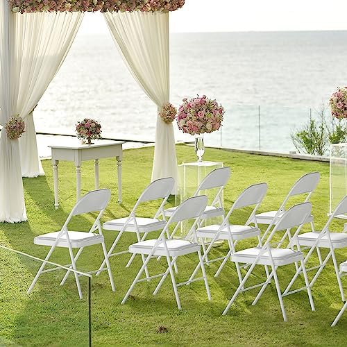 VINGLI 10 Pack Folding Chairs with Padded Seats, Metal Frame with Pu Leather Seat & Back, Capacity 350 lbs, White - Image 7